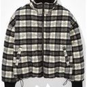 American Eagle Reversible Women’s Puffer Jacket Black Plaid Size Medium Photo 2