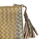 Virginia Wolf Metallic Mimi Woven Pouch Vegan Leather Clutch NWT Gold Photo 3