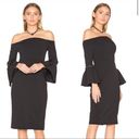 Alexis  Black Trumpet Sleeve Strapless Amelie Midi Dress XS Photo 1