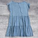 The Loft  Blue Chambray Ruffled Sleeveless Tiered Dress Womens S Relaxed Mini Shift Photo 3