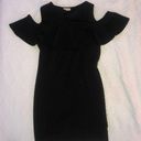 Caution to the Wind Fitted black dress with ruffle cut out detail Photo 0