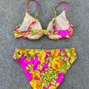 Vintage 90s Y2K Carabella Floral yellow fuchsia underwire bra bikini set Size M Photo 6