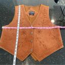 Agapo Rust Orange Tan Leather Suede Vest Floral Embroidery Stitch Size Medium Photo 10