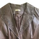 wilson's leather  Laser Cut Leather Jacket Coat Sz. L Brown Lined Scalloped Hem Photo 2