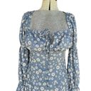 Storia  Blue Floral Smocked Button Puff Sleeve Dress Photo 1