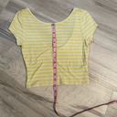 Guess  Yellow And White Stripped Form Fitting Scoop Neck Cropped Top- Size XS Photo 9