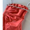 Cache  Dress Womens 4 Orange Pink Satin Ruched Bodice Maxi Formal Prom Homecoming Photo 4