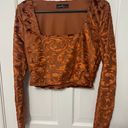 On Twelfth  Orange Velvet Long Sleeve Top Photo 0