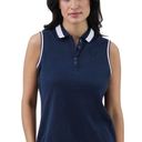 CHAPS  Womens Sleeveless Polo Shirt Size XL Navy & White New Photo 0