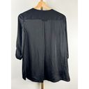 BCBG Maxazria Black Open-Front Shirt w/ Roll Tab Sleeves Sz S / EUC / classy Photo 1