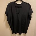 Ramy Brook  Black Silk Short Sleeve V-Neck Top Size M Made In USA Photo 0