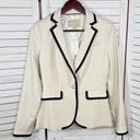 Banana Republic  Tipped One Button Blazer Jacket Ivory Navy Blue 0 Photo 9