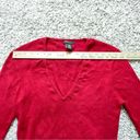 BCBG Maxazria Long Sleeve Knit Sweater Pullover V-neck Red Size L Photo 3