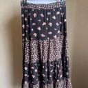 American Eagle Black floral color block maxi skirt | small Photo 2