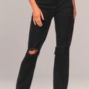 Abercrombie & Fitch Abercrombie Curve Love 90s Ultra High Rise Straight Jeans In Ripped Black Wash 26R Photo 0