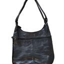 Butter Soft Vintage Purse Black  Leather Bucket Shoulder Bag Multi Pocket Zipper Photo 0