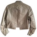 BCBGMAXAZRIA  Genuine Leather Snap Up Lead Cropped Moto Jacket Zip Pockets Small Photo 1