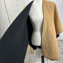 Reversible Fleece Open Front Poncho Kimono Coverup Camel Black Tan Size undefined Photo 7