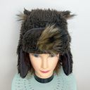 Hollister  Bear Faux Fur Trapper Winter Hat One Size Unisex in Dark Brown Photo 2