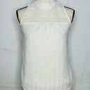 Bohme  White Striped Gauzy Blouse Sleeveless Mock Neck Top Womens Size XS Lined Photo 0