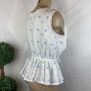 Chic Wish White & Blue Eyelit Embroidered Floral Sleeveless Blouse Top NEW L Size L Photo 1