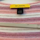 St. John  Blouse Pink White Stripe Large Pullover Stretch Square Neck Top Photo 5