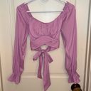 idem Ditto  Lilac Crop Top W/ Sleeves and Tie in Back-Small Photo 0