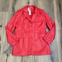 Anthropologie NEW DOLAN  Large Red Vegan Faux Leather Boyfriend Blazer Jacket Photo 0