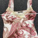 Y2k vintage cami top paisley print white brown pink boho beaded large Multiple Photo 4