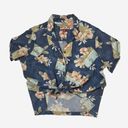 Caribbean Joe  Blue Pink Hawaiian Floral Print Button Down Shirt Sz 2X Photo 0