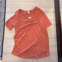 Isabel Maternity  Rib Top Large Short Sleeve Soft Stretch V-Neck Coral Lounge NWT Photo 2