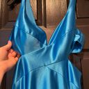 David's Bridal David’s Bridal Blue Satin A-Line Dress Size 4 Photo 4