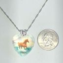 Twisted Silver Tone Horse CZ Rhinestone Pendant Cowboy Western  Chain Necklace Photo 1