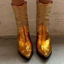 SheIn Brand New Gold Cowboy Ankle Booties with Rhinestone decal Photo 4