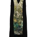 Black Halo  Black Abstract Hi-Low Hem Sleeveless Midi Dress Photo 0