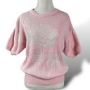 Vintage 60s 70s Isle of Cotton Cottage Pink Rose Sweater Large Coquette Girly Photo 1