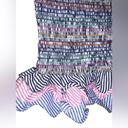 DO+BE Smocked elastic shirred pinstripe multicolor strapless tube top ruffle coquette Photo 1