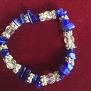 Vintage Blue  and metal and white beaded bracelet Photo 0