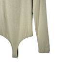 JLUXLABEL Fleece Lining Long Sleeve Thong Bodysuit In Sage Photo 2