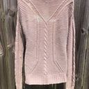 Old Navy  Medium Cable Knit Sweater Top Tan Pullover Round Scoop Long Sleeve Neck Photo 2