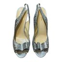 Kate Spade  Shoes Silver Glitter Bow Accent Slip On Peep Toe Slingback Pump Heels Photo 2