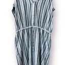 Time And Tru Linen Rayon XXXL 3XL Blue White Striped Sun Dress Pockets Tie Waist Photo 1