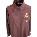 Disney Vintage  Winnie the Pooh Piglet Bee Real Button Down Shirt Maroon Size Med Photo 2