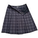 Ann Taylor  Skirt Purple Black Geo Print Silk Cotton Pleated Knee Length Size 8 Photo 3