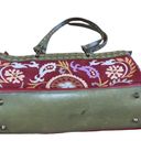 Isabella Fiore Rare  Embroidered Leather Satchel Purse Bag & Cosmetic Bag Photo 4