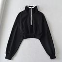 Commense Black Mock Neck Cropped Sweatshirt Size M Photo 0