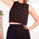 LC Lauren Conrad Black Lace Rhinestone Sleeveless Crop Top XS Photo 0