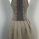 Parker  Black & Gold Metallic Knit Pleated Flared Dress Large Photo 6