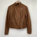 Marc New York Andrew  Leather Moto Jacket Chic Felix Whiskey Brown Womens Large Photo 3