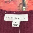 Socialite Burgundy  Waffle Knit Sleeveless Breezy Tank Top in Eggplant Photo 5